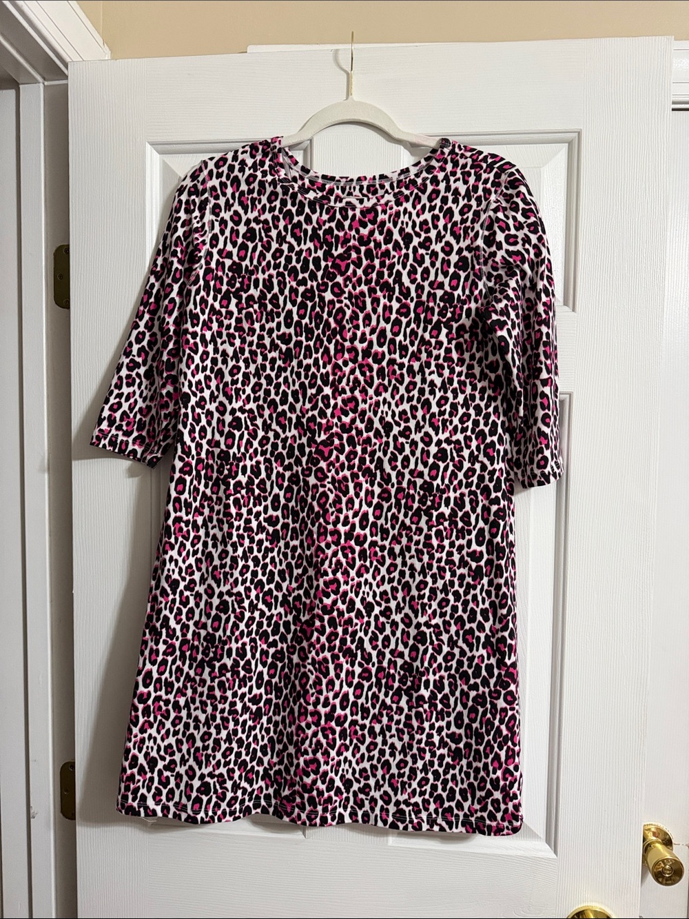 Tyler Boe Pink Black and White Leopard Print Animal Print 3/4 Sleeve Dress Small